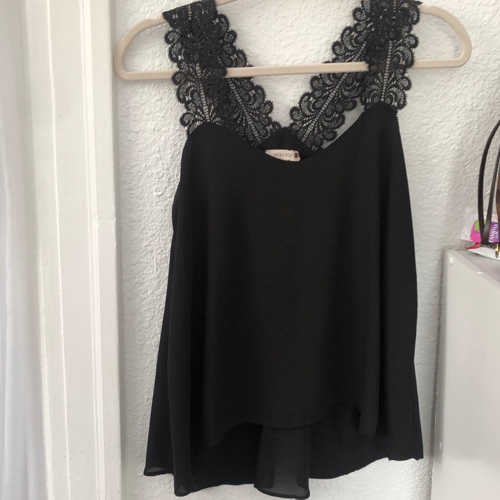 Black lace strap tank